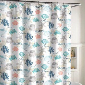 Destinations Seaside bay Cotton Starfish Seashells 72x72 shower curtain
